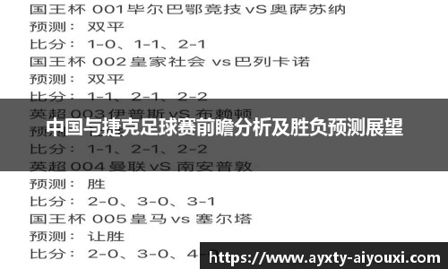 中国与捷克足球赛前瞻分析及胜负预测展望